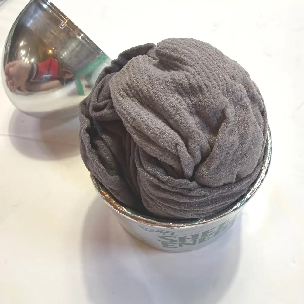 Vintage Leggs Sheer Energy Pantyhose Grey Size B Silver Egg Container 80s USA